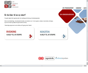 ddsp.dk: Dit Digitale Stopprogram: Rygestop og nikotinstop
Få gratis hjælp til dit rygestop eller til at nedtrappe dit forbrug af nikotinpræparater.

Efter tilmelding vil du løbende få støtte via mail eller sms.