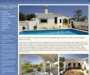 casa-alegre.co.uk: Algarve holiday villa to rent, near Albufeira, Faro and Silves, Portugal
Casa Alegre is a UK owned luxury holiday villa to rent near Albufeira, Faro and Silves in Portugal's Algarve.