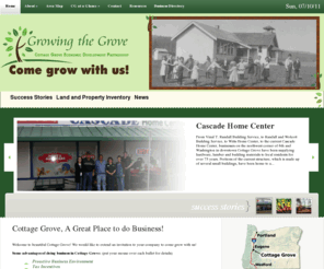 growingthegrove.com: Cottage Grove, Oregon resources, info for businesses and families considering relocating.
The City of Cottage Grove, Oregon invites you to come grow with us.  Great schools, low cost of business, growing infrastructure, excellent community.  Active business community.
