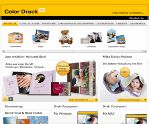 cdlab.at: aktuelle Angebote
Hier finden Sie alle Informationen über das Sortiment von Color Drack. Gestalten Sie mit der kostenlosen Bestellsoftware Direkt Fotosystem Fotobücher, Kalender, Grusskarten und mehr oder bestellen Sie Fotos, Geschenkartikel oder Poster direkt online.