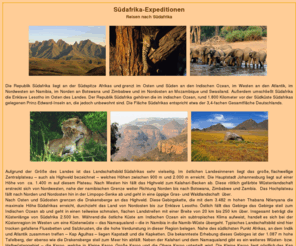 suedafrika-expeditionen.de: Südafrika-Reisen
Südafrika-Expeditionsreisen Erlebnisreisen Naturreisen Abenteuer Expeditionslogistik, Exkursionen, Reise-Bildarchiv