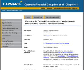 capmarkcommittee.com: Capmark Financial Group Inc., et al.
Capmark Financial Group Inc., et al. Chapter 11
       Official Creditors Committee Information Website