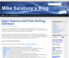 mikesalsbury.com: Mike Salsbury's Blog
Mike Salsbury's blog, which includes fiction writing tips, samples of his work, and other items of interest.