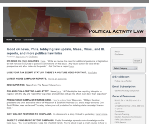 politicalactivitylaw.org: Political Activity Law/Political Law/Election Law | A discussion of political activity law issues and practice.
 Political Activity Law/Political Law/Election Law - A discussion of political activity law issues and practice. 