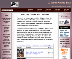 xvideogamebox.com: XBox 360 Games and Consoles
Buy XBox 360 Video Game Consoles, Games, and Controllers