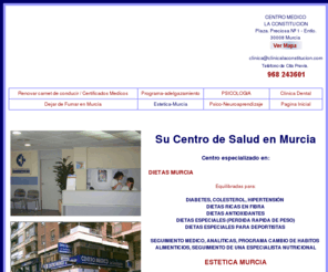 centromedicolaconstitucion.com: Su Centro de Salud en murcia, Certificados Medicos
968243601, Dietas murcia, Estetica murcia, Renovar carnet de conducir murcia, Certificados medicos, Dejar de fumar murcia, murcia