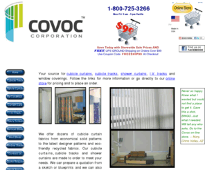 covoc.com: Covoc Corporation -Cubicle Curtains - Hospital Curtains - Privacy Curtains - Cubicle Track
Covoc Corporation supplies hospital-style cubicle curtains, and cubicle tracks in a wide range of flame resistant patterns and colors.  Cubicle curtains can be ordered online.  Cubicle tracks are supplied in straight and curved configurations.