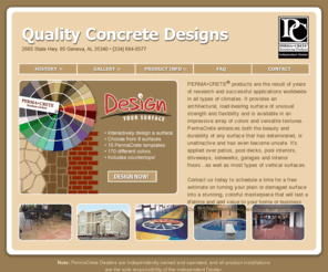 qualityconcretedesigns.com: PermaCrete Renews - Strengthens - Enhances
Resurface new and old concrete in many colors, designs and textures. Easy to install on all surfaces from driveways to exterior walls (much stonger than stucco).