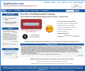 buppractice.com: Online Buprenorphine (Suboxone) Training | BupPractice.com
ASAM DATA 2000-Qualifying Buprenorphine (Suboxone) Training and Practice Tools. Receive 8 hrs of AMA PRA Category 1 TM credit. 12 course program is available anytime.