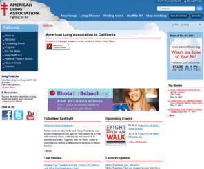 californialung.com: American Lung Association in California - American Lung Association
Learn how to improve your lung health. Make efforts towards clean air and smokefree living. Find facts about lung diseases, such as lung cancer, COPD, asthma.