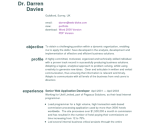 web-bloke.com: Darren Davies :: Curriculum Vitae
The online CV of web developer Darren Davies.