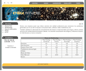 eterea.cl: Eterea Network  - Inicio
Servicios Informaticos como hosting, diseño web, servicio tecnico, asesorias, programacion, analisis de sistemas, etc.