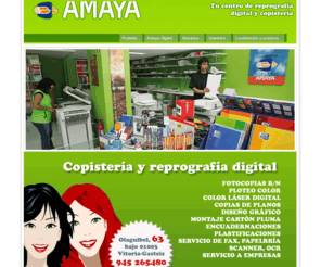 amayadigital.com: Reprografía Digital AMAYA Vitoria-Gasteiz
Empresa de inserción dedicada a servicios de Fotocopias/Reprografía en Vitoria-Gasteiz, ofreciendo un servicio especial a Empresas y por e-mail