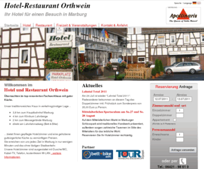 hotel-orthwein.de: Startseite | Hotel-Restaurant Orthwein - Ihr Hotel und Restaurant für einen Besuch in Marburg(Cölbe)
Internetpräsenz des Hotels und Restaurants Orthwein, in Cölbe nähe Marburg.