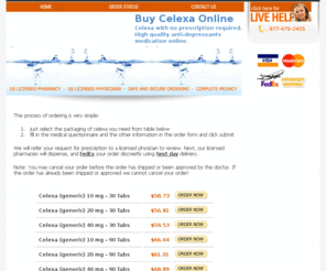 buycelexaonline.org: Buy Celexa Online
Generic and brand celexa. Our licensed pharmacies ship all orders by next day FedEx. The best offer of celexa in the network.