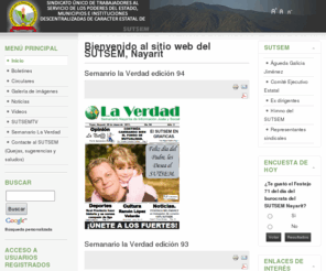 sutsem.org: Bienvenido al sitio web del SUTSEM, Nayarit
Página web del SUTSEM, SUTSEM Nayarit, sindicalismo nayarita