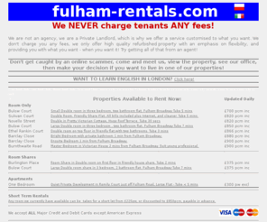 fulham-rentals.com: fulham-rentals.com, We NEVER charge tenants ANY fees! 020 7736 6664
A selection of newly refurbished quality properties available to rent for Short or Long term in Fulham, South West London