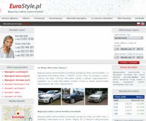 eurostyle.pl: Wypożyczalnia samochodów EuroStyle Wynajem aut Warszawa. Rent a Car Warsaw
EuroStyle.pl - Wypożyczalnia samochodów Warszawa. Rent a Car. Wynajmujemy nowe i niezawodne samochody na terenie całej Polski. Naszymi atutami jest doświadczenie i pełen profesjonalizm. Zapraszamy.