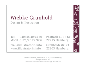 die-illustratorin.net: Wiebke Grunhold
Wiebke Grunhold, Grafikdesign und Illustration, Hamburg