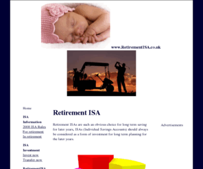 retirementisa.co.uk: Retirement ISA | ISAs or Pensions | Individual Savings Accounts | Stocks and Shares ISAs | Retirement ISA Investment
Retirement ISAs, saving for retirement, stocks and shares ISAs, compare ISA investments and pensions