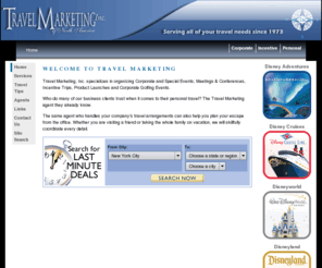 travelmarketing.org: Home - Travel Marketing, Inc.
Travel Marketing is a full-service travel agency specializing in corporate travel, and events. Now, book last minute trips through Travel Marketing&#039;s website.,Travel Marketing, Inc. specializes in organizing Corporate and Special Events; Meetings & Conferences, Incentive Trips, Product Launches and Corporate Golfing Events.