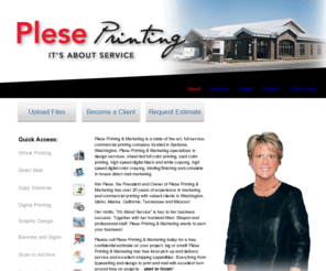 pleaseprinting.org: Spokane Printing, Web Design and Hosting - Plese Printing & Marketing in Spokane, WA - Index
Plese Printing & Marketing is a state-of the-art, full service, commercial printing company located in Spokane, Washington. Plese Printing specializes in all design services, web design, sheet-fed full color printing, spot color printing, high speed digital black and white prints, high speed digital color prints, large format printing, promotional products, binding/finishing and complete in-house direct mail marketing. 