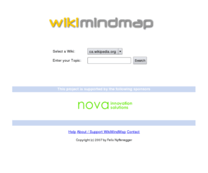 wikimindmap.com: WikiMindMap
WikiMindMap is a tool to browse easily and efficiently in Wiki content, inspired by the mindmap technique