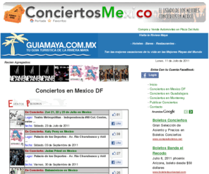 conciertosmexico.com.mx: ConciertosMexico || Proximos Conciertos en Mexico, Listado de Conciertos en Mexico
Listado Actualizado de los Conciertos de Mexico, DF, Jalisco, Monterrey, Guadalajara,etc..