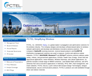 pctel.com: PCTEL Simplifying Wireless PCTEL
PCTEL   A leading provider of propagation and optimization solutions for the wireless industry  antennas   antennas