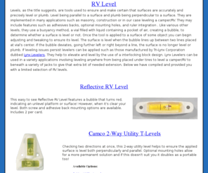 rvlevel.com: RV Level | Level | Buoyancy Level
Levels for the outside and inside of your RV and/or trailer.