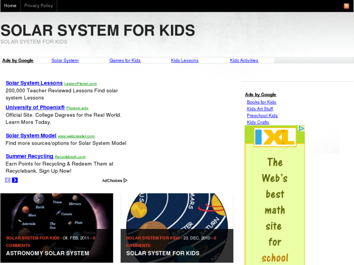 www.solarsystemforkids.net