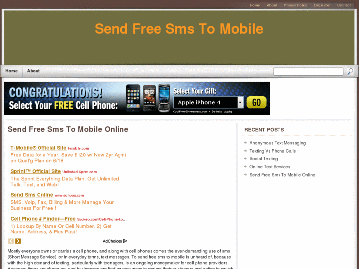 www.sendfreesmstomobile.net