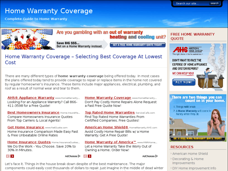 www.homewarrantycoverage.org