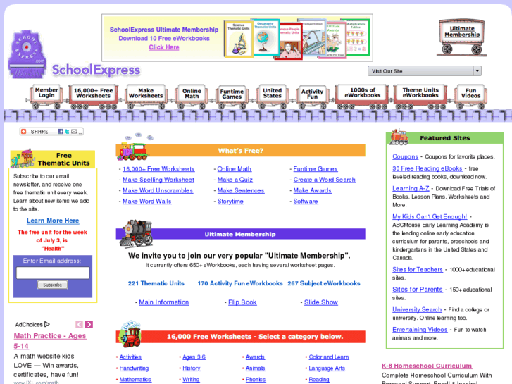 Freeworksheets.com: SchoolExpress.com - 13000+ FREE worksheets