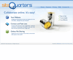 createitshareit.com: SiteQuarters - Easy Online File Sharing - Secure Online Communications - Your Information Headquarters
Easy Online File Sharing - Secure Online Communications - Your Information Headquarters