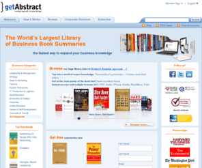 getabstract.net: Book Summary | Business Book Summaries | Corporate Training
Find the largest selection of business book summaries at getAbstract.com. Read five page summaries on the most thought-provoking business related books on the market. Get the book summary you're looking for right here!