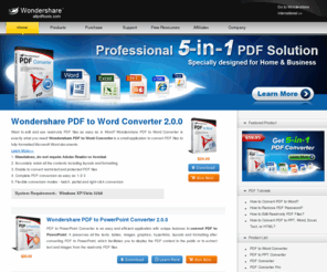allpdftools.net: Convert PDF to Word| PDF to Word converter| Convert PDF to Word doc
 Wondershare offers the most efficient PDF to Word converter, PDF editor and other PDF tools. You can easily convert PDF to Word doc or docx document for editing and reusing by Wondershare PDF to Word Converter. If you need to convert PDF to Word, Excel, PowerPoint, HTML and Text, you can try 5-in-1 PDF Converter!