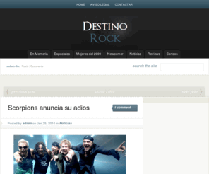 scorpions.es: Scorpions anuncia su adios | destinorock.com
La semana arranca con el comunicado que los germanos Scorpions han colgado en su página web anunciando su adios tras permanecer  45 años en la elite