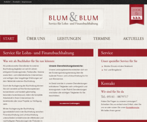 blumundblum.com: Janina Blum & Rolf Blum GbR, Celle | Buchhalter, Existenzgründung
Janina Blum und Rolf Blum GbR bietet umfassende Dienstleistungen im Bereich Buchhaltung wie Lohnbuchhaltung und Finanzbuchhaltung.