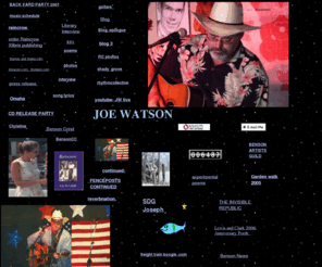 joewatson.org: joe watson
Joe Watson's music, poetry, novel, blog's and interview's; also music schedules.