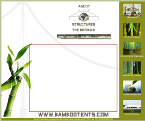 bamboomarquee.net: Ascot Structures
Ascot Structures - a highly motivated organisation with fresh, innovative ideas and a passion for all things tent orientated.