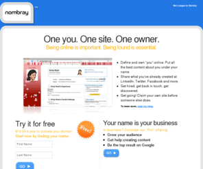 nombray.com: Personal Brand Management : Nombray
Nombray helps you own your name on the web: buy a domain, aggregate your content, gather your audience.