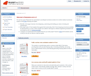 rubymods.com: Rubymods.com LLC
Rubymods: Full X-cart shopping cart E-commerce service provider. X-Cart modules, X-Cart Customization, X-Cart Help