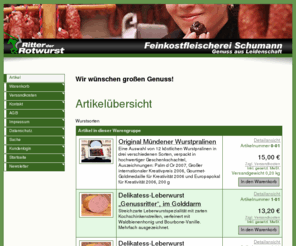 wurst-ritter.de: Wurstsorten - Artikel - Feinkostfleischerei Schumann - Online-Shop
Wurstsorten - 