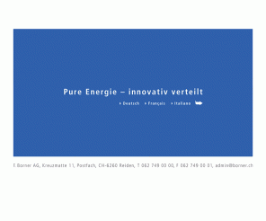 borner.ch: F. Borner AG, Reiden - Innovative Energietechnik: Verteilkabinen, Kabinenbau, Trafostationen, Gebäudestationen, Schaltanlagen, elektrische Anlagen, technische Türen, Lüftungsgitter, Schachtabdeckungen, novafit
Die F. Borner AG führt ein Sortiment qualitativ hochstehender und kostengünstiger Produkte für die innovative Energietechnik.