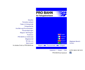 pro-bahn.info: Fahrgastverband PRO BAHN: Overview
PRO BAHN, Fahrgastverband, Nahverkehr, Bahn, Bus, Pro Bahn, probahn, ProBahn, pro Bahn