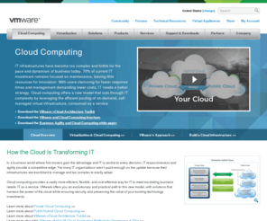 vdccloud.com: Cloud Computing Services with VMware Virtualization - Cloud Infrastructure
Turn your datacenter into a secure private cloud with VMware's virtualization platform, creating a cloud infrastructure. Add capacity on-demand with internal cloud computing or deploy applications to external clouds built on VMware virtualization.