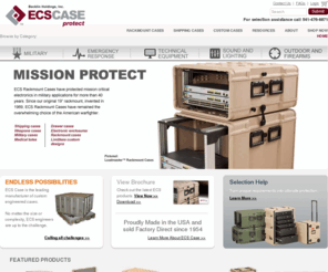 rackmountcasesusa.com: ECS Case - Shipping Cases, Rackmount, Cases,  Military Cases, Commercial Cases and Custom Cases
ECS Case / ECS Composites is an internationally respected designer and manufacturer of military cases, rackmount cases, shipping cases, custom cases, tote cases, shipping cases, loadmaster cases, and rotomold cases. ECS cases are the toughest, lightest, smallest, most protective, portable enclosures anywhere. Proudly made in America, ECS Case manufactures all of its tooling, molds, cases, and cushions.