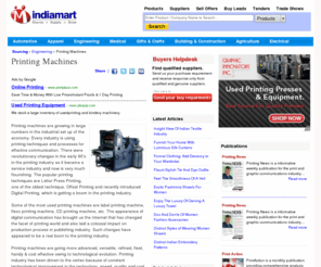 printing-machine.net: Printing Machine & Printing Equipment: Printing Machinery Industry
Printing machine & printer are a pressing need of every industry, comprehensive info on the types, technology, application & features of printing machines