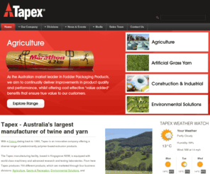 tapex.com.au: Tapex - Australia's largest manufacturer of twine and yarn
Tapex's is a leading manufacturer in Australia for Agricultural baling twines, horticultural twines, plastics & rope, gutter guard mesh, artificial surfaces & lawns and compliments its range by partnering the world's leading suppliers for silage films and baling nets.